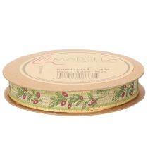 Artículo Cinta de regalo rama de olivo con elegantes ramas y aceitunas 1,5cm 15m