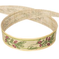 Artículo Cinta de regalo rama de olivo con elegantes ramas y aceitunas 1,5cm 15m