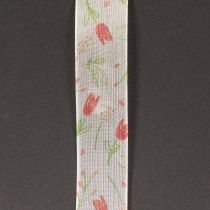 Artículo Cinta de regalo con estampado de tulipanes, creativa para ocasiones especiales y decoración de temporada, 2,5 cm de ancho, 18 m de largo.