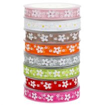 Cinta decorativa cinta de organza con motivo floral 15mm 20m