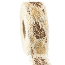 Artículo Cinta decorativa hojas tropicales cinta algodón marrón 30mm 15m