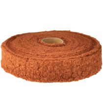 Artículo Cinta decorativa marrón rojizo ancha de tela aspecto lana 40mm 8m