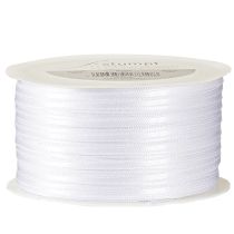 Artículo Cinta decorativa cinta de raso blanca doble cinta de raso 3mm 50m