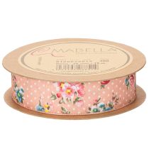 Artículo Cinta de regalo con estampado floral para regalos y manualidades divertidos, 2,5 cm de ancho, 15 m de largo