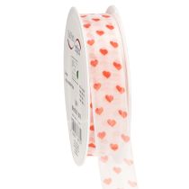 Artículo Cinta de regalo con corazones, ideal para ideas de embalaje creativas y regalos personales, 2,5 cm de ancho, 15 m de largo