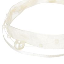 Artículo Cinta decorativa con perlas, color crema, 20 mm, 5 m