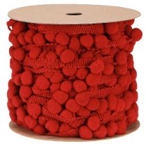 Artículo Cinta decorativa con pompones Cinta Pom Pom Roja 20mm 15m