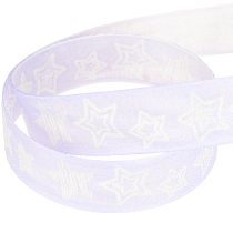 Artículo Cinta decorativa con estrellas Cinta navideña lila 25mm 18m