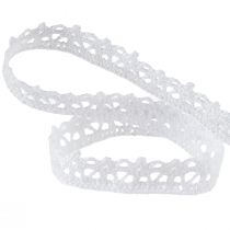 Artículo Cinta decorativa encaje cinta de joyería de encaje de ganchillo blanco A12mm L20m