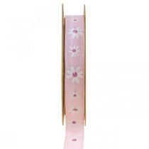 Cinta decorativa rosa con flores cinta de regalo 15mm 15m