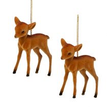 Artículo Figura decorativa reno joven marrón 7,5cm flocado 2 piezas
