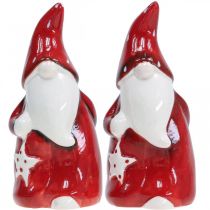 Artículo Figura de Papá Noel Nicolás rojo, blanco cerámica H13.5cm 2pcs