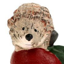 Figura para decorar erizo sobre manzana 7,5cm de cerámica