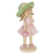 Artículo Figuritas decorativas de niñas con sombreros, rosa y verde, 6,5 x 5,5 x 14,5 cm, 2 unidades.