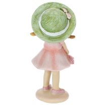Artículo Figuritas decorativas de niñas con sombreros, rosa y verde, 6,5 x 5,5 x 14,5 cm, 2 unidades.