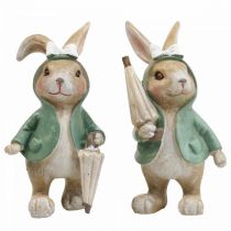 Figuras decorativas conejo con sombrilla H10.5cm 4pcs