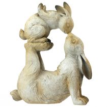Artículo Figuras decorativas madre coneja con niño conejo gris marrón Al. 35 cm