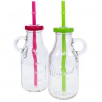 Botellas decorativas con tapa y paja H14,5cm.