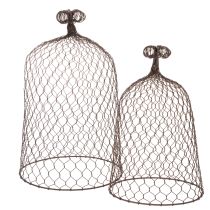 Artículo Campana decorativa de metal, ayuda para trepar, cubierta de alambre, marrón, acabado óxido, H50/41cm Ø30/25cm, juego de 2