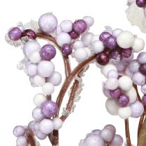 Artículo Percha decorativa rama de bayas blanco violeta invierno escarcha 130cm