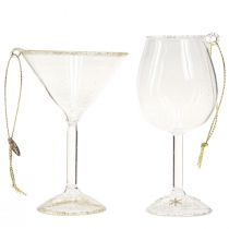 Artículo Vasos decorativos colgantes, transparentes con dorado, 9cm, 2 piezas