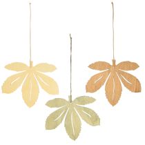 Artículo Percha decorativa madera hojas de otoño verde natural marrón 12x10cm 12uds