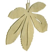 Artículo Percha decorativa madera hojas de otoño verde natural marrón 12x10cm 12uds