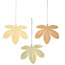 Artículo Percha decorativa madera hojas de otoño verde natural marrón 12x10cm 12uds