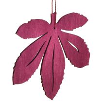 Artículo Percha decorativa madera hojas de otoño rosa violeta verde 12x10cm 12 piezas