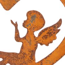 Artículo Adornos colgantes decorativos de metal, acabado oxidado, diseño de ángel en forma de corazón, Ø15 cm, 6 piezas