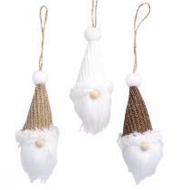Artículo Percha decorativa gnomo navideño blanco marrón Al. 11 cm 3 piezas