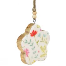 Percha decorativa flor madera color blanco brillo Ø9,5cm 20cm