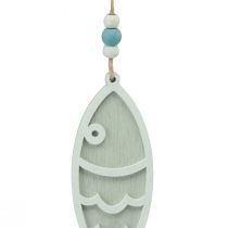 Artículo Percha decorativa pez madera decoración colgante azul marítimo 12cm 9 piezas