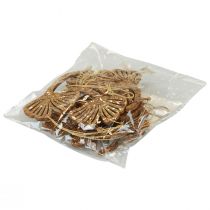 Artículo Percha decorativa madera gingko deco hoja de gingko oro 5x6,5cm 12 piezas