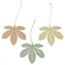 Artículo Percha decorativa madera hojas de otoño verde naturaleza marrón 12x10cm 12ud