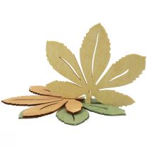 Artículo Percha decorativa madera hojas de otoño verde naturaleza marrón 12x10cm 12ud