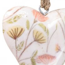 Percha decorativa corazón de madera percha decorativa motivo flores 7x10x2,5cm