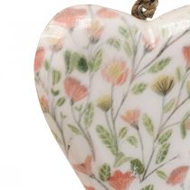 Percha decorativa corazón de madera percha decorativa motivo flores 12x2,5x20xcm