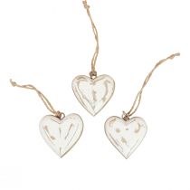 Perchas decorativas madera corazones de madera natural oro blanco vintage 6cm 8ud