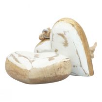 Perchas decorativas madera corazones de madera natural oro blanco vintage 6cm 8ud