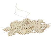 Percha decorativa madera copos de nieve deco brillo blanco Ø10cm 12ud
