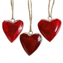 Percha decorativa corazones de madera corazones decorativos rojo Ø5–5.5cm 12 piezas