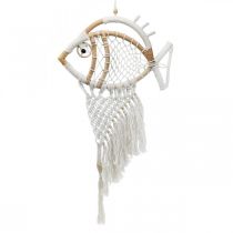 Decoración colgante deco percha decoración marítima pez macramé 76cm