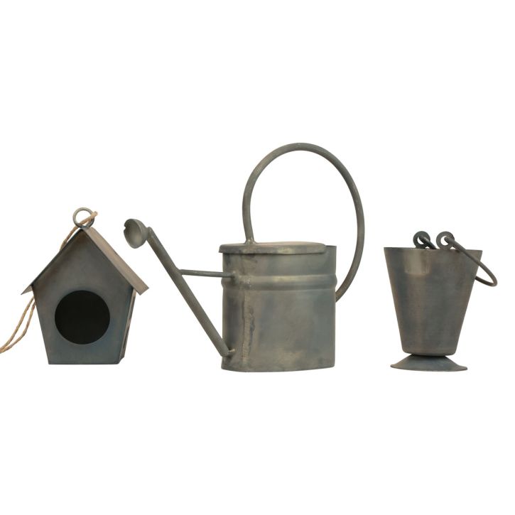 Perchas decorativas de metal decorativas para jardín gris vintage 5-15 cm juego de 3