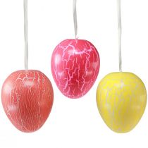 Artículo Percha decorativa Huevos de Pascua craquelado amarillo/rosa/rojo Ø20cm 3ud