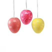 Artículo Percha decorativa Huevos de Pascua craquelado amarillo/rosa/rojo Ø8,5cm 3ud