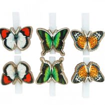 Clip decorativo mariposa, decoración de regalo, primavera, mariposas de madera 6pcs