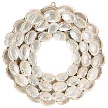 Artículo Corona decorativa de madera de caracoles de abulón blanco natural H30cm