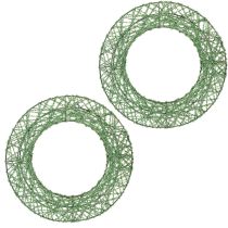 Artículo Corona decorativa de malla metálica verde para proyectos de bricolaje, 19 cm, 2 piezas