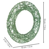 Artículo Corona decorativa de malla metálica verde para proyectos de bricolaje, 19 cm, 2 piezas